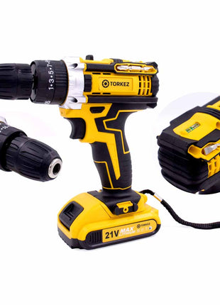 Parafusadeira Furadeira de Impacto 21V com 2 Baterias e Maleta Completa - Torkez