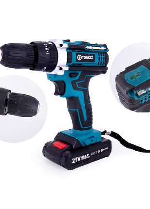 Parafusadeira Furadeira de Impacto 21V com 2 Baterias e Maleta Completa - Torkez
