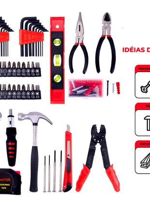 Kit jogo de ferramentas com 174 peças e maleta completa