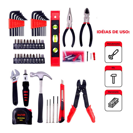 Kit jogo de ferramentas com 174 peças e maleta completa