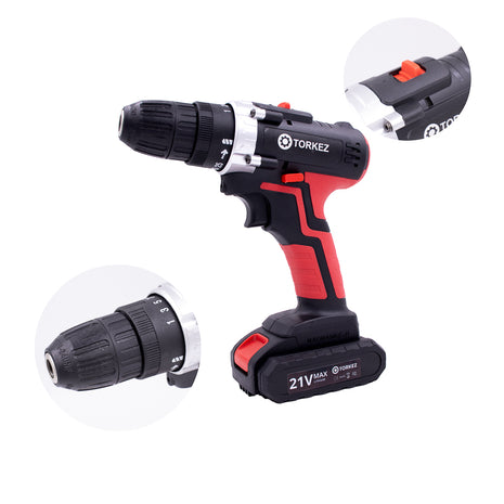 Parafusadeira sem fio 21V com 2 baterias - Torkez - 21V - BIVOLT